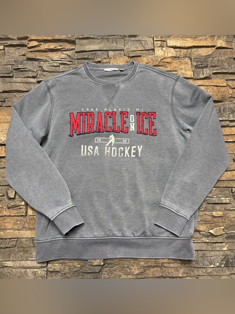 Miracle On Ice 1980 USA Hockey Crewneck Sweatshirt Men’s Large Gray Pullover